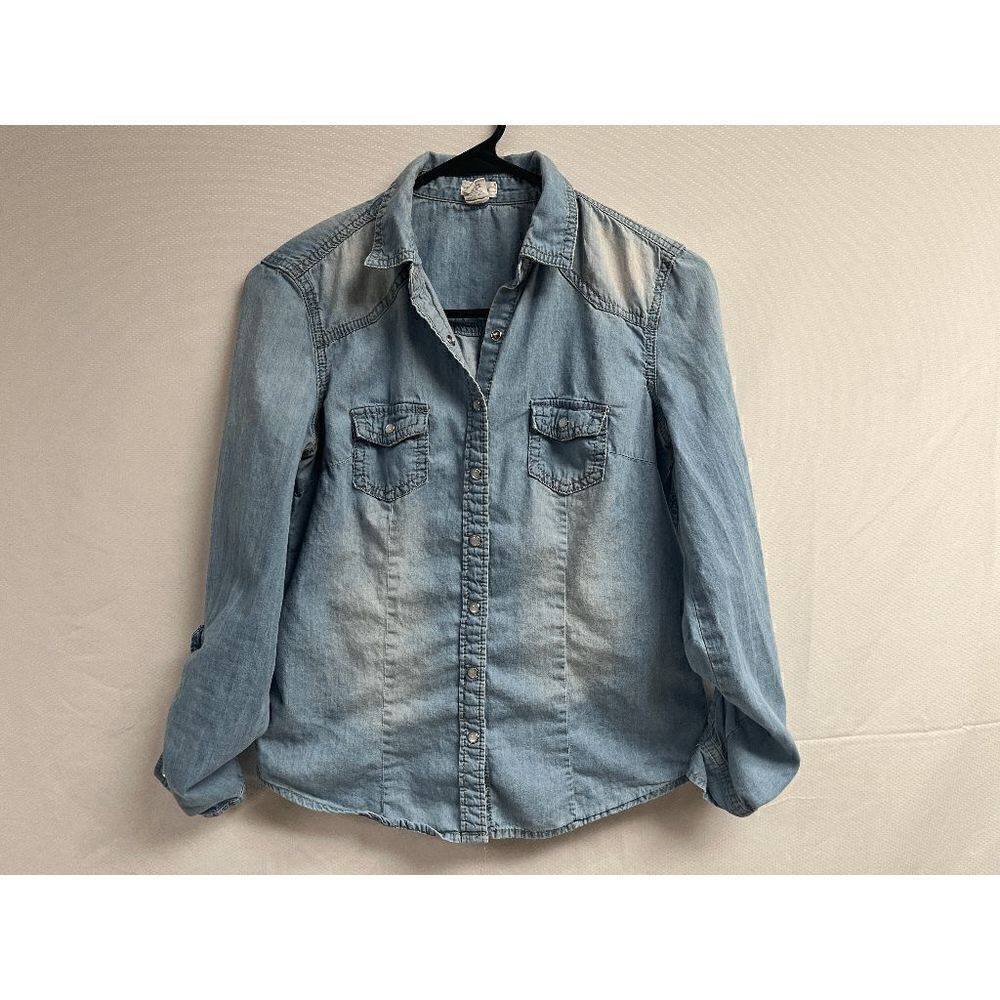 Blue Asphalt Womens Long Sleeve Denim Button up Shirt Denim Sz Small 100% Cotton